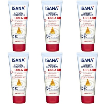 6 x 100 ml | Isana reichhaltige Handcreme Urea intensiv für sehr trockene Haut