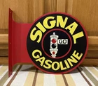 Signal Gasoline Sold Here Flange Sign Oil Garage Vintage Style Wall Decor