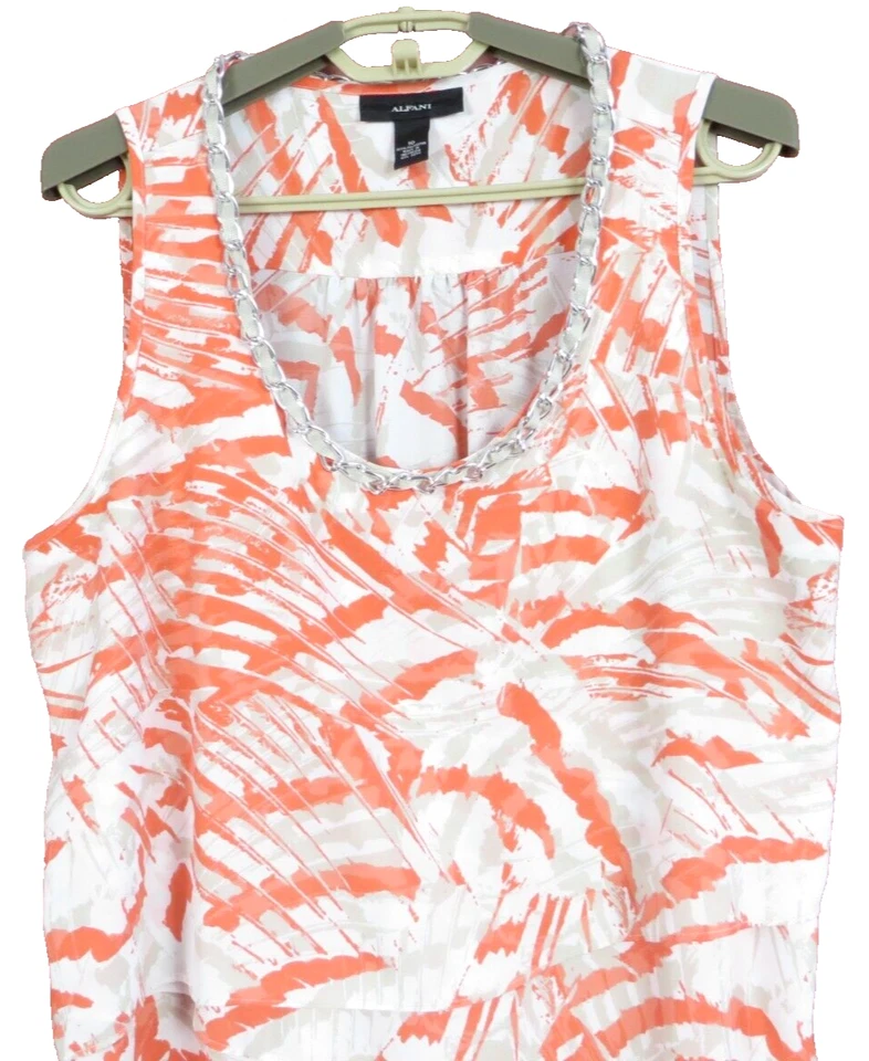 TB13362 ALFANI Women's Polyester Tank Top Sleeveless Layered Asymmetric Chain 10 - Image 3 of 4