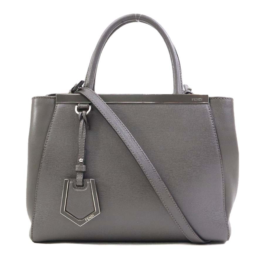 Borsa a tracolla originale FENDI 2Jours in pelle grigia/argento - e60694k