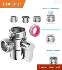 3-Way Faucet Diverter Valve - Chrome Finish with 3 Adapters Included