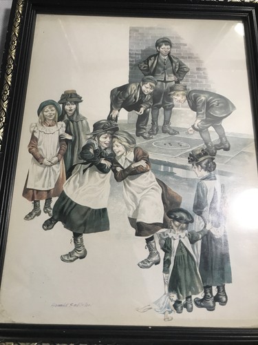 4x Vintage 9"" x 7"" Ronald Embleton gerahmte Drucke vergangene Tage viktorianische Kinder - Bild 6 von 12