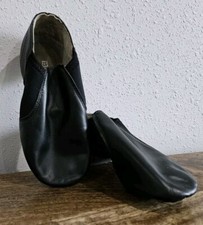Childs 12 Black Dance Shoes Leather Neoprene Jazz Unisex Slip-on
