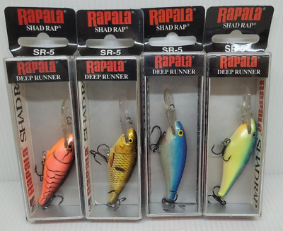 SET-RS03 4pc Rapala Shad Rap SR-5 Deep Runner Fishing Lure