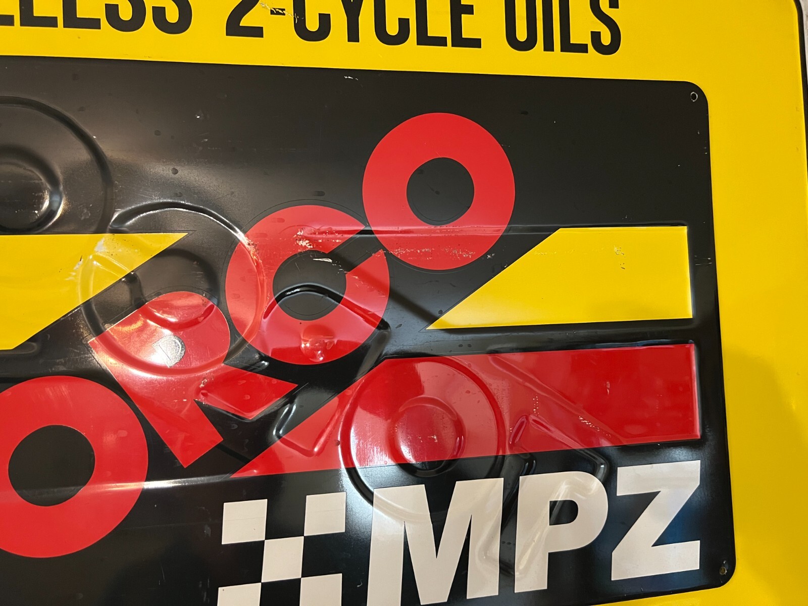  Vintage Torco MPZ Smokeless Double Sided Embossed Metal Sign 24 x 36"