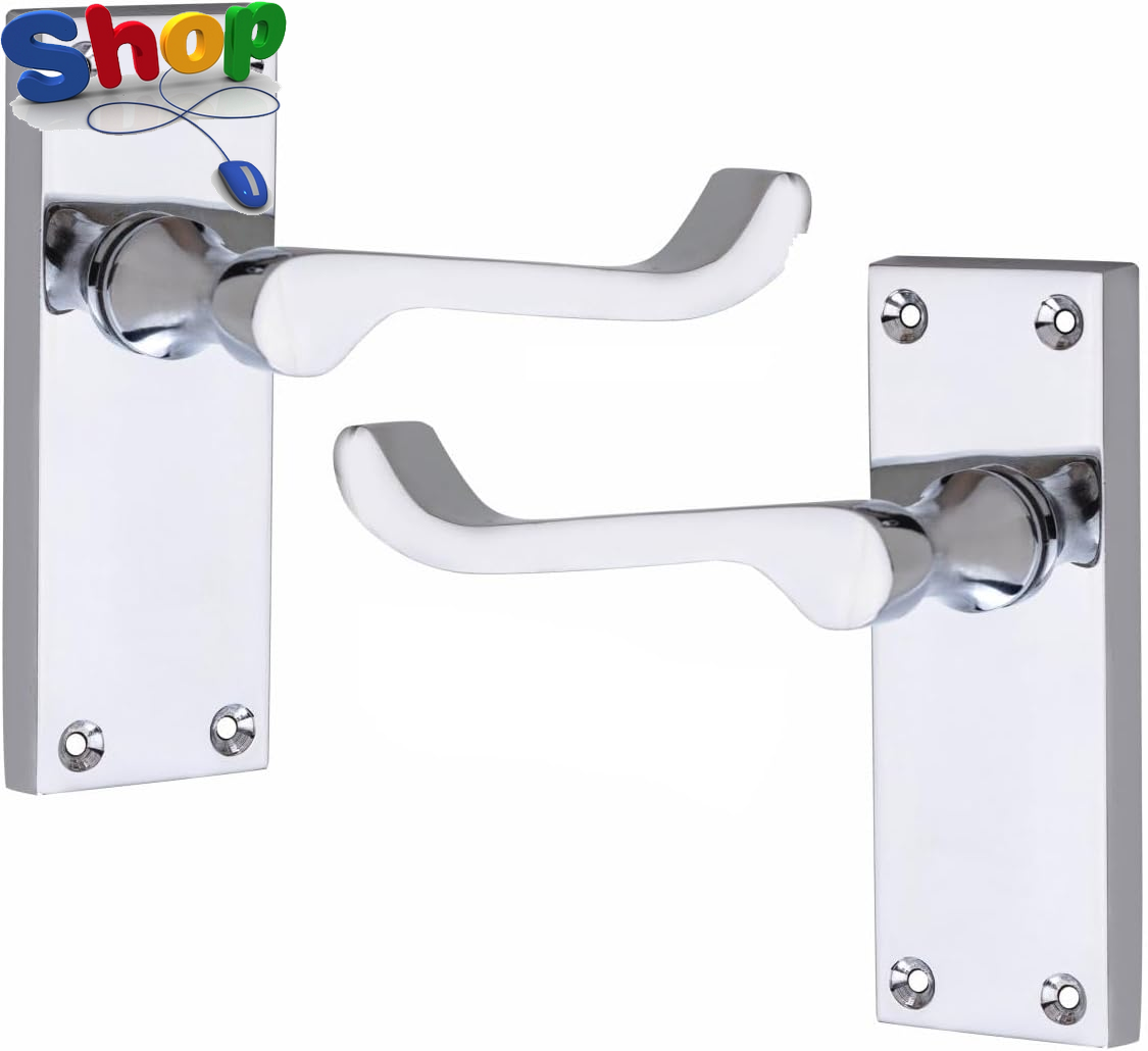 Golden  Grace  1  Pair  of  Victorian  Scroll  Polished  Chrome  Lever  Latch  D