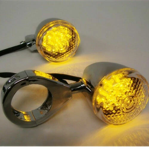 4pcs 12v Motorcycle Front Rear LED Turn Signal Light 39mm Relocation Fork Clamp - Image 3 of 4