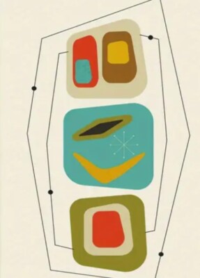 Mid Century Modern Atomic Era Geometric 12x 16 Print on Canvas Frame Option