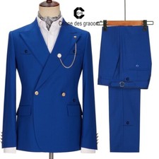 NWT BLUE US 40 DOUBLE BREASTED WIDE LAPEL 2 Button SUIT
