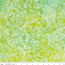 Fat Quarter Riley Blake Tjaps Batik Lime Green Leaves Vines Cotton
