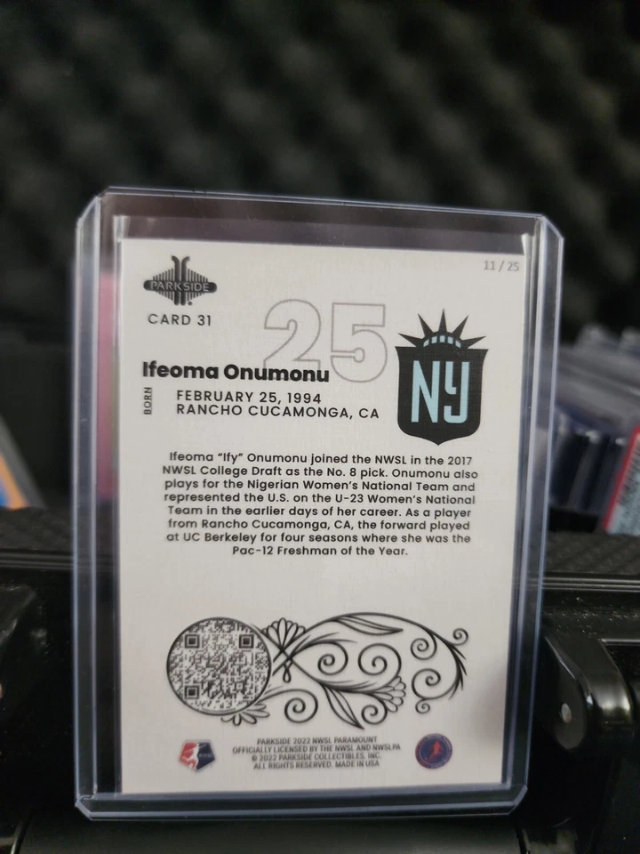 Ifeoma Onumonu 2022 Parkside Paramount NWSL Blue SP #d 11/25 NY Gotham - Image 2 of 2