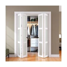SMARTSTANDARD Bifold Door, for 60"x 80" Opening,Tempered Frosted Glass Closet...