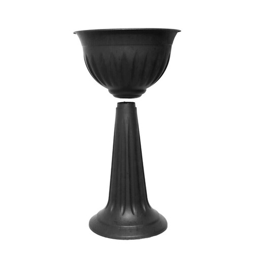 Black Urn Plant Pot Outdoor Garden Round Plastic Planter Water - 75cm Tall - Picture 7 of 8