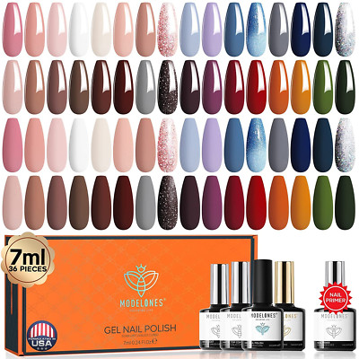 Modelones 36 Pcs Uv Nagellack Set, Gel Nagellack Bond Primer Matte& Glossy Top B