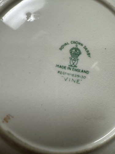 (4) Royal Crown Derby Aqua 'Vine' 6.25 Inch BREAD PLATES w/Crazing! - Picture 6 of 7