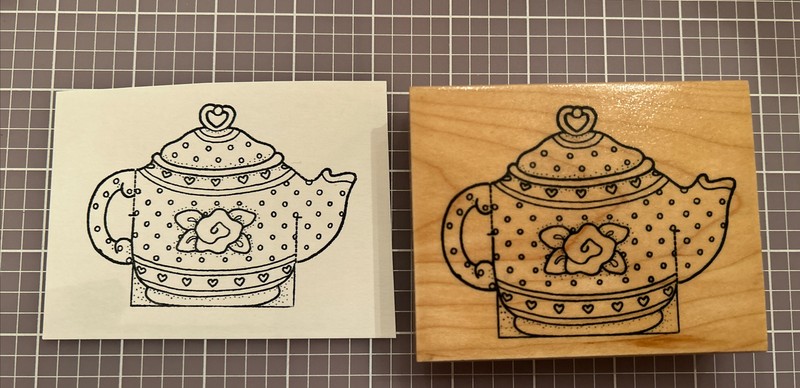 Darcie's Teapot  Rubber Stamp Country Folk Teatime Friendship O2070