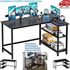 L SHAPED DESK CORNER COMPUTER GAMING LAPTOP TABLE OFFICE BLACK WORKSTATION HOME
