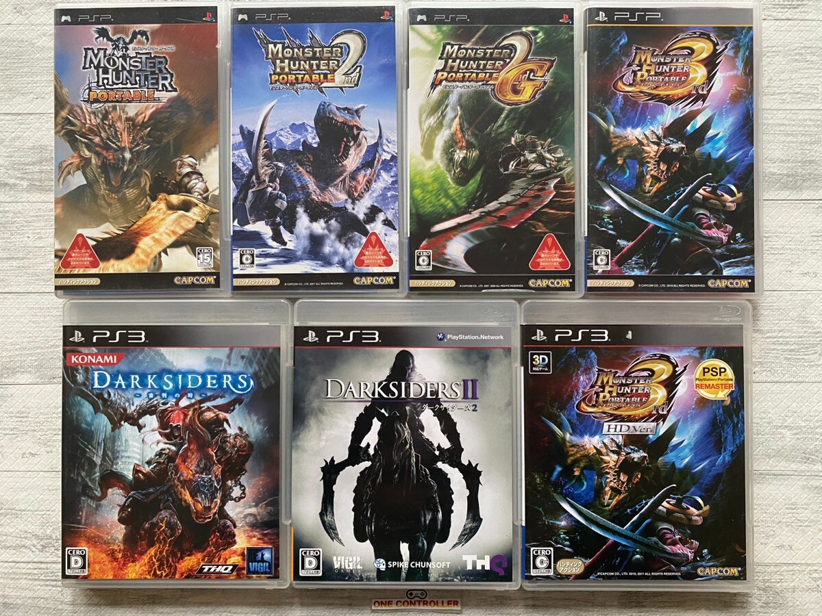 PSP、PS3、PS2、ゲームボーイアドバンス、ゲームキューブ、その他 SONY PSP PS3 Monster Hunter 1 2 & 2G & 3 & Darksiders 1 2 set from