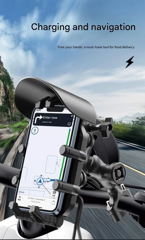 Motorcycle Wireless Phone Holder and Quick Charger GPS Anti-theft Stand - Image 3 of 4
