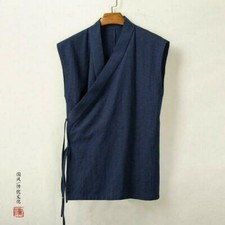 Men's Cotton Waistcoats Sleeveless Jackets Vests Linen Tops Ethnic Casual Summer