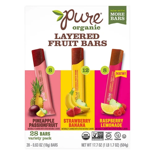 Pure Organic Layered Fruit Bars 3 Veriety Pack, 28-count, 17.64 oz
