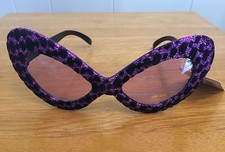 Elope Dr Peepers 5TH AVENUE GLITTER Costume Cat Eye Glasses Purple 50s
