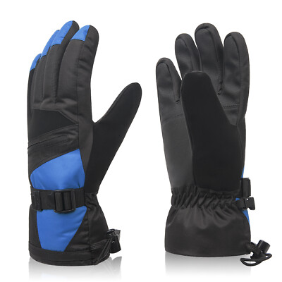 Mens Waterproof Ski Gloves Snowboarding 3M Thinsulate Winter Snow Gloves Blue XL