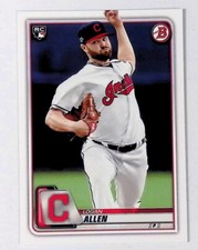 Logan Allen Rookie Card Cleveland Indians 2020 Topps Bowman Baseball #35. rookie card picture