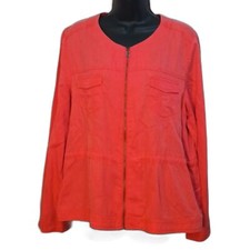 Chico's Jacket Size 2 M Lightweight Zip-up with YKK on Zipper Peach/Orange