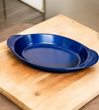 Retro Prolon Ware Midnight Blue Oval Serving Dish MCM Small 4.5oz RARE