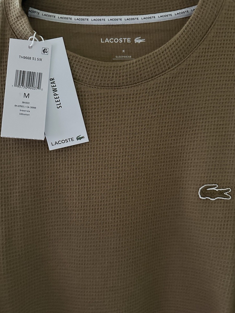 LACOSTE - MEN's M WAFFLE-KNIT BROWN THERMAL LONG SLEEVES SLEEP