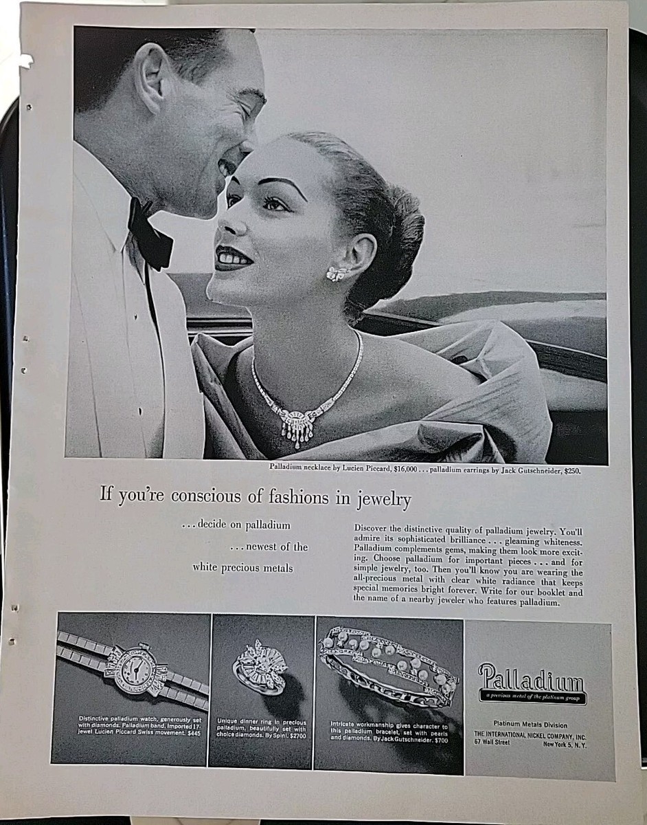1957 Palladium Platinum metals division diamond watch jewelry 