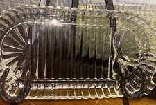 VNTG Anchor Hocking Smoke & Sip Snack Tray Oval Ribbed Glass Dish Set Of 8