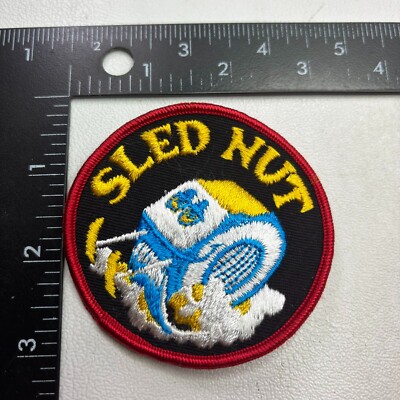 Vtg c 1980s NOS SLED NUT Snowmobile Patch Ski Mobile Winter Vehicle 00SW