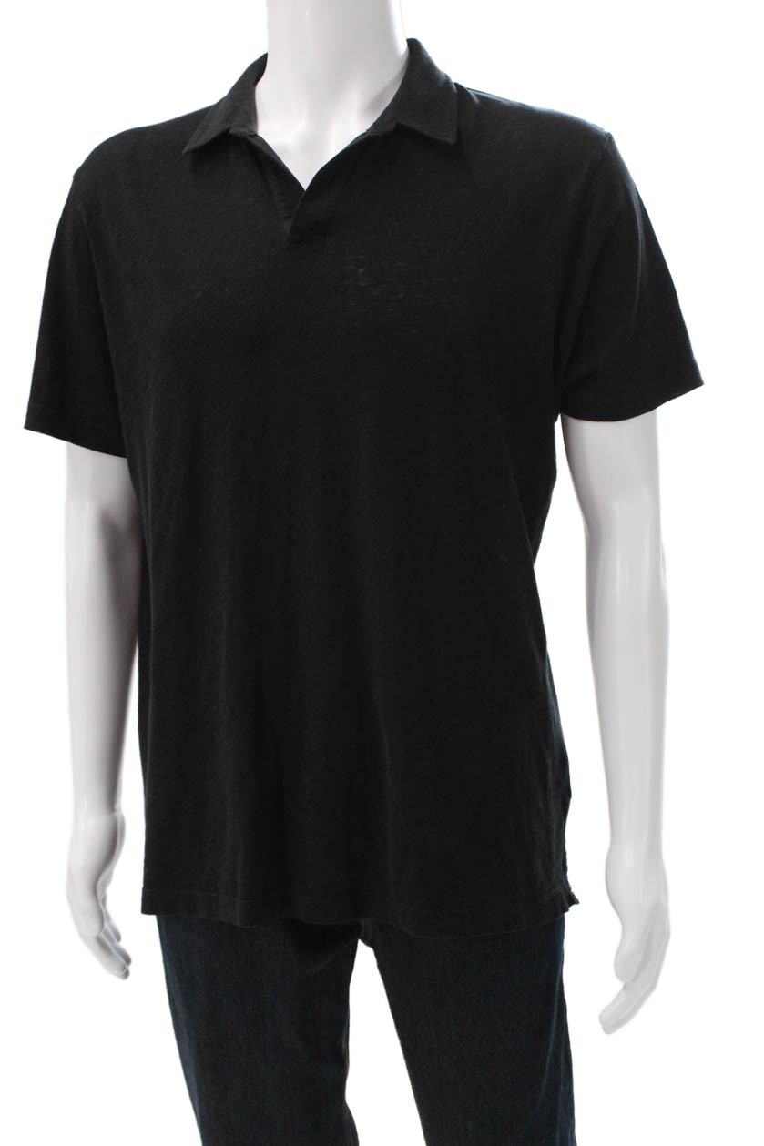 Sunspel Mens Black Polo 70% Cotton 30% Linen Short Sleeve Collared Size LFree Shipping in US $100+ Orders | $6.95 Orders Below