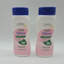 NEW Lot of 2 Studio Selection SPF 50 Sunscreen Lotion For Babies 8 OZ. Exp 11/26