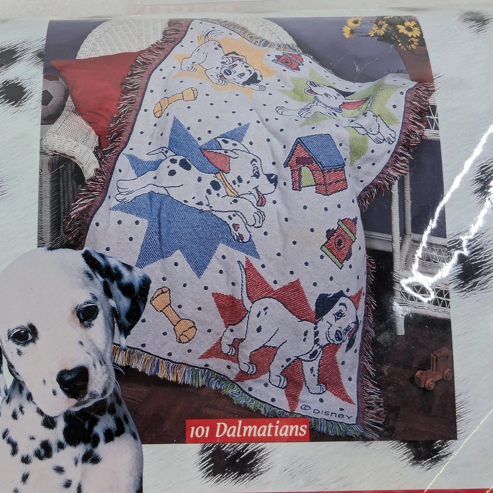 Vintage Disney 101 Dalmatians Triple Layer Woven Throw Blanket 36x48 - USA Made - Image 4 of 4