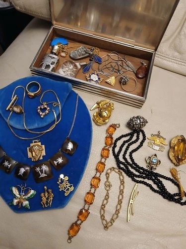 Vintage Antique Sterling Silver Gold Filled Costume Jewelry Lot 239 Grams