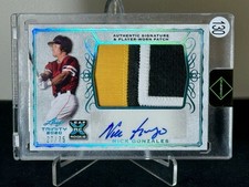 2020 Leaf Trinity Platinum Foil /75 Player-Worn Patch Auto Nick Gonzales Pirates