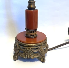 Antique 1920/30 Amber Butterscotch Bakelite Table Lamp Boudoir Art Deco 10 1/2"