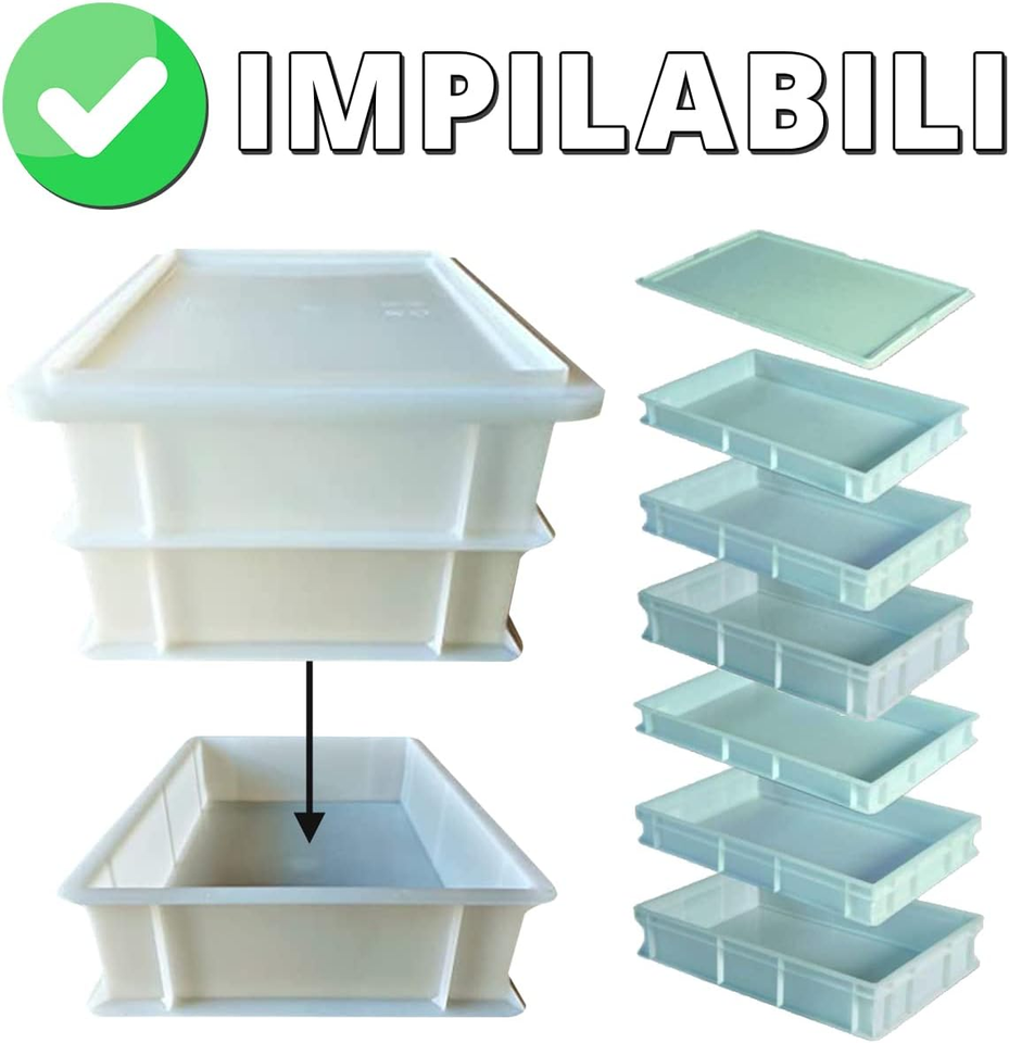 Cassetta Per Lievitazione Pizza E Pane Genus Dei | 30x40x10 Cm Impilabile Con Coperchio | Contenitore Professionale Blu