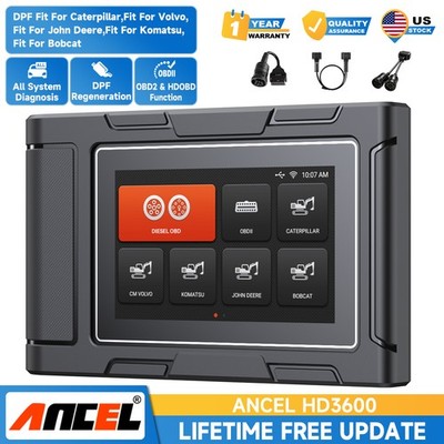 ANCEL HD3600 Heavy Duty Truck Scanner DPF Regen Fit For Volvo & Komatsu Bobcat