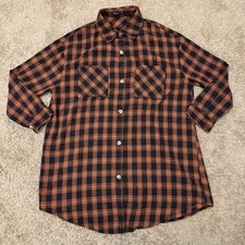 Shein Curve Flannel Shirt Dress Women 1XL Plaid Long Sleeve Orange Black Stretch