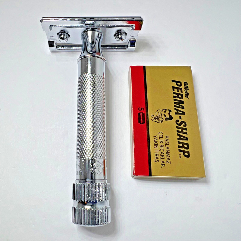 Merkur 34C -  Double Edge Safety Razor with Gillette Perma-Sharps