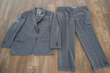 Hart Schaffner Marx Suit Mens 46R 2 Piece Gray Check 40x29 2 Button Made in USA
