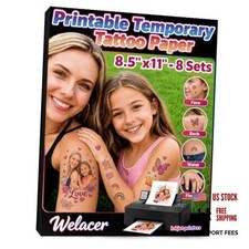 8 Sheets Printable Tattoo Paper for Inkjet - Vibrant Color - 8 Sheets