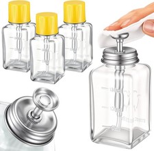 4 Pcs 6 Oz/ 180 ml Glass Push Down Pump Dispenser Bottles, Square Glass Push ...