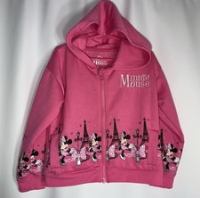 Disney Size 5 Minnie Mouse Big Girls Long Sleeve Embroidered Graphic Zip Hoodie