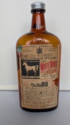 Vintage 1930s/40s White Horse Scotch Bottle - King George VI - Lagavulin Malt Mi