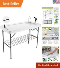 Folding Fish Cleaning Table Portable Camping Sink with Faucet Drainage Hose &...